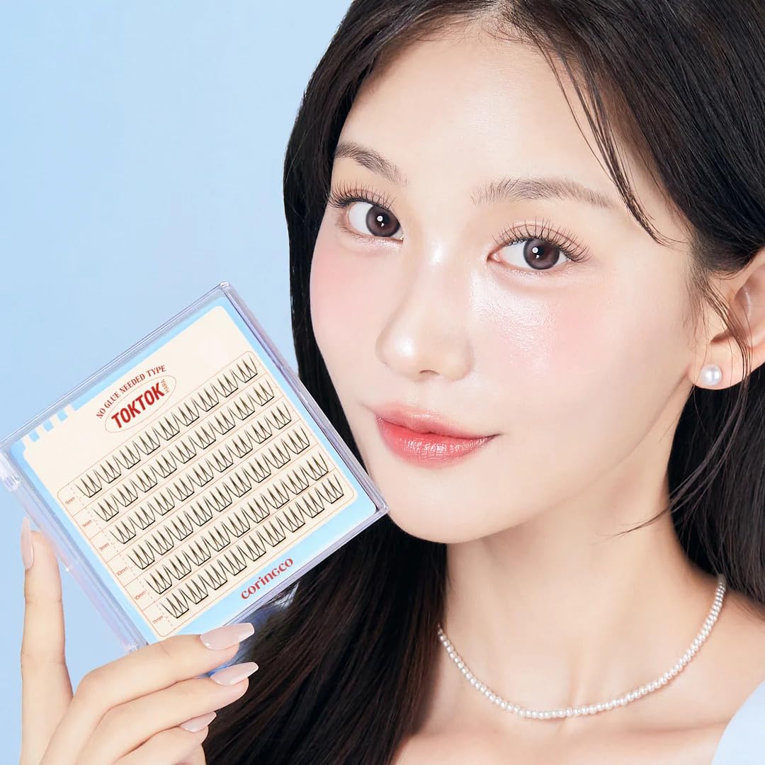 Photo 1 of *** MISSING 4 LASHES*** CORINGCO Toktok Hara Light Self Adhesive False Eyelashes, Natural Look, No Glue Needed, Assorted Set of 9/10/11mm, Reusable Lash Clusters Kbeauty (Pure light)