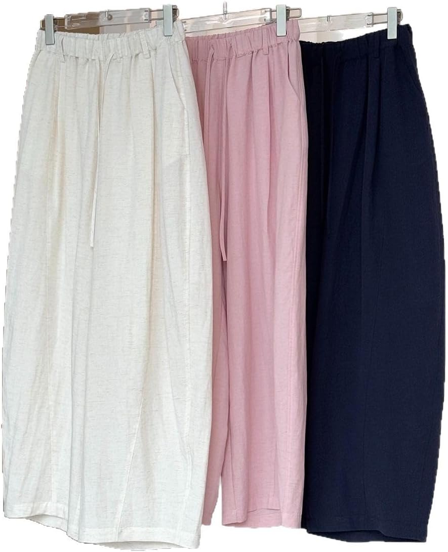Women's Casual Pants Spring American Style High Waist Wide Leg Cotton Blend Casual Pants