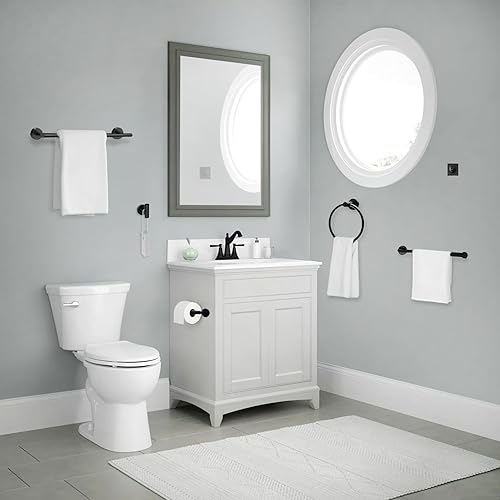 Miniatura 6 de Juego de accesorios de baño de 10 piezas, color negro mate, juego de accesorios de baño de acero inoxidable, juego de barra de toallas de baño,