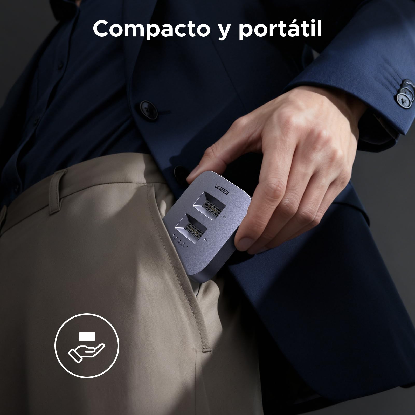UGREEN Docking Station de Doble Bahía M.2 NVMe 20Gbps, USB 3.2 Gen 2 Caja SSD NVMe Dual Bay para SSD PCIe M/MB Key Compatible con Clonación Fuera de Línea, UASP, Trim y S.M.A.R.T.