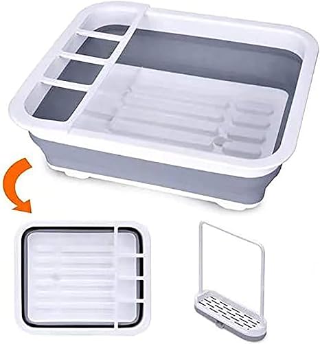 Amazon 水切りかご 水切りラック 折りたたみ 洗い桶 箸立て付き 止水栓付き 排水レール付 ディッシュラック バケツ カゴ 食器乾燥 食器置き 野菜 果物 食器棚 スポンジホルダー付き ふきん掛け 石鹸 スポンジ 置き キャンプ アウトドア キッチンに最適 水切りラック