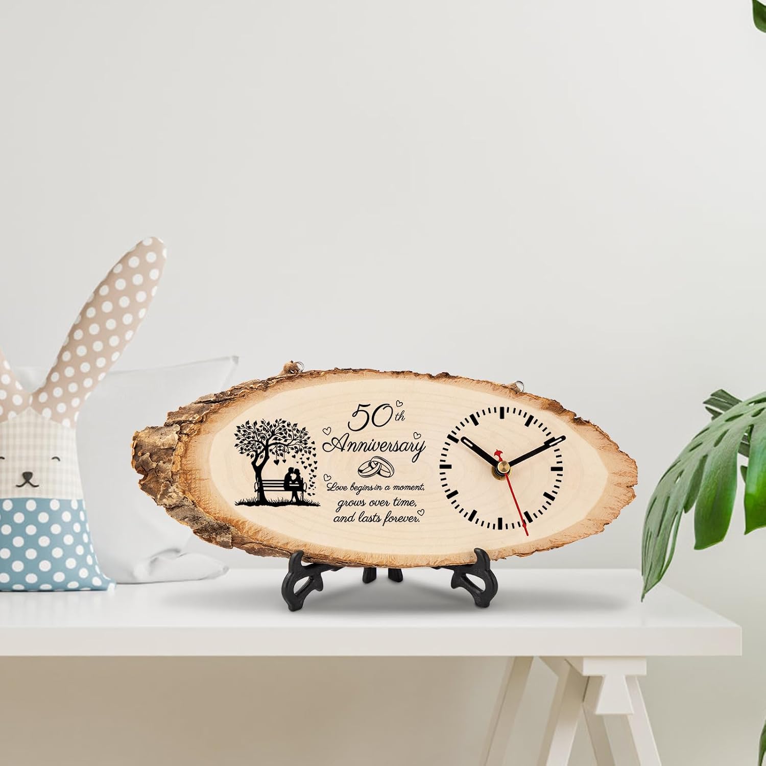 BeauGift 50th Anniversary Wedding Gifts for Him Her Couple, 50th Wedding Anniversary Clock Gifts for Husband Wife, 50th Anniversary Decorations Wooden Clock