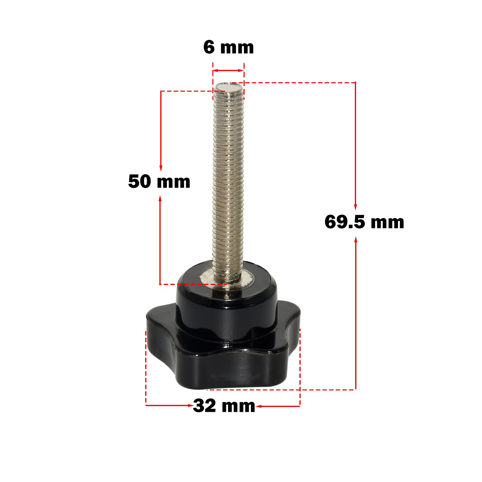 Flyshop Sternknauf, 3 cm, 1/4 Zoll Gewinde, Schraube auf 