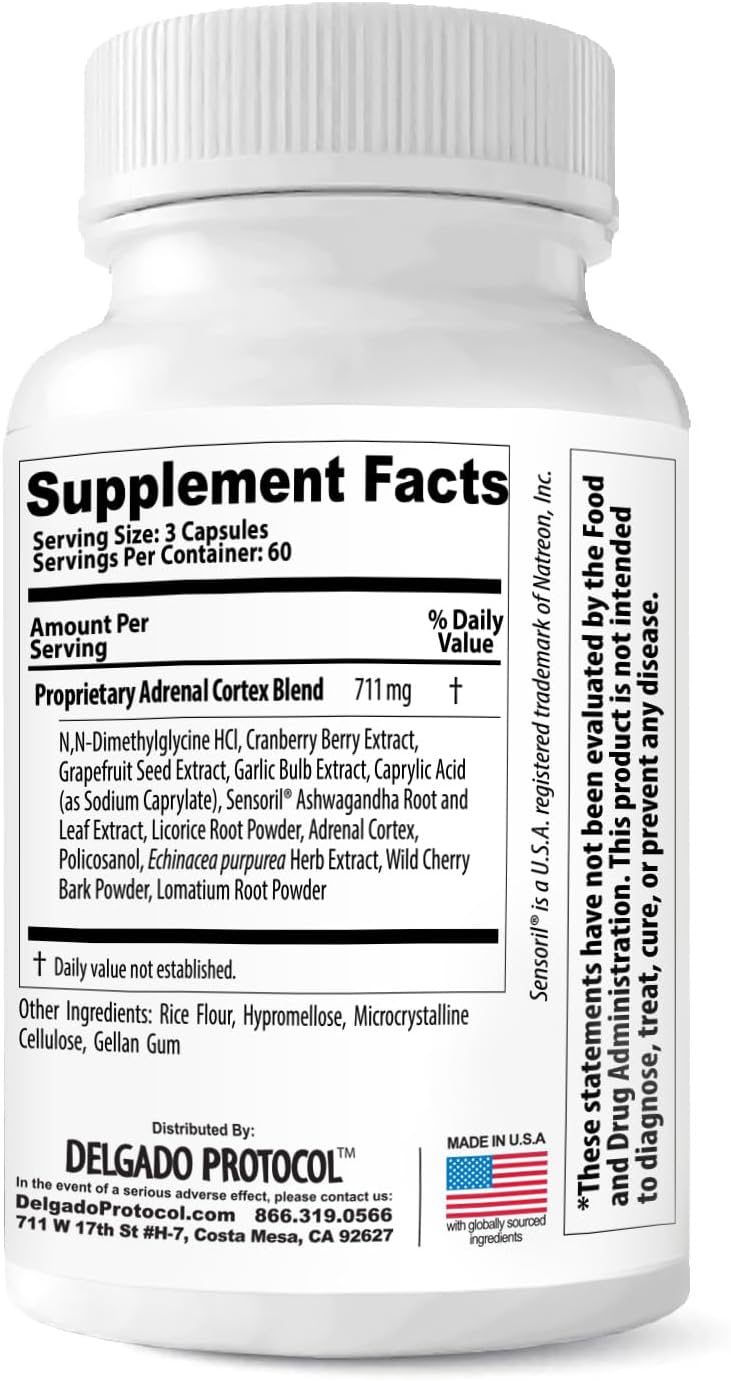 Adrenal DMG - 180 Capsules - Support Daytime Energy, Better Sleep, Immune System, Reduce Stress Levels, and Fatigue - All Natural Supplement