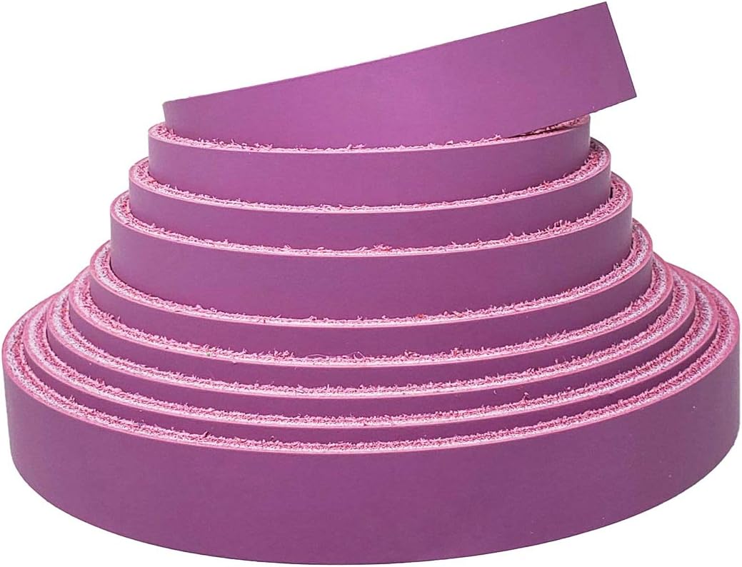Leather Strips Lavender1/2 Inch Wide - Hot Pink Leather Straps up to 96 Inch Long – 6-7 oz. (2.4 – 2.8 mm) Latigo Leather Strips by Pitka Leather (1/2" x 72")