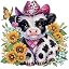 Cow and sunflower