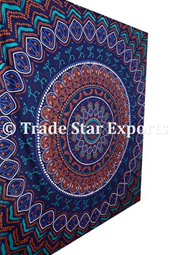 Trade Star Exports Indian Mandala Tapestry Queen Size Wall Hanging, Ethnic Cotton Bedding, Decorative Wall Art, Psychedelic Throw, Hippie Home Decor (Pattern1) #TOP1