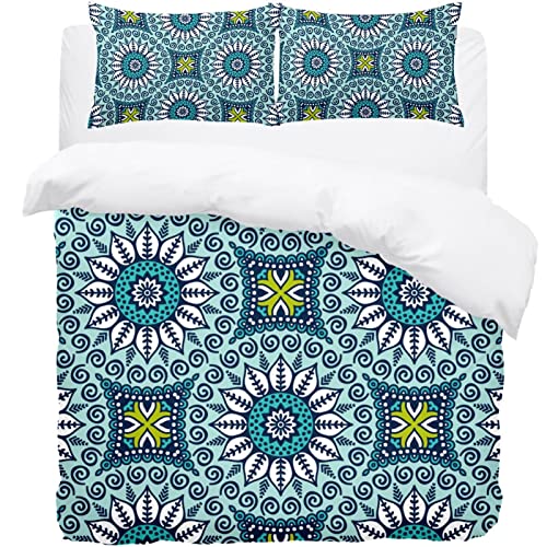 Housse de couette douce et parure de lit ethnique bleue pour peau sensible - 2
