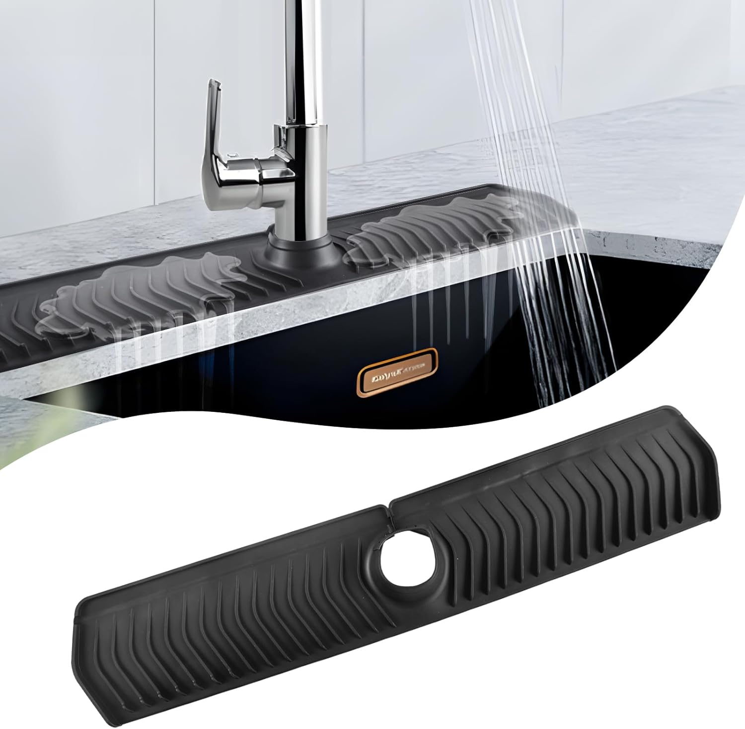 WARMPLE Kitchen Sink Splash Guard, 30 inch Silicone Sink Faucet Mat Splash Guard