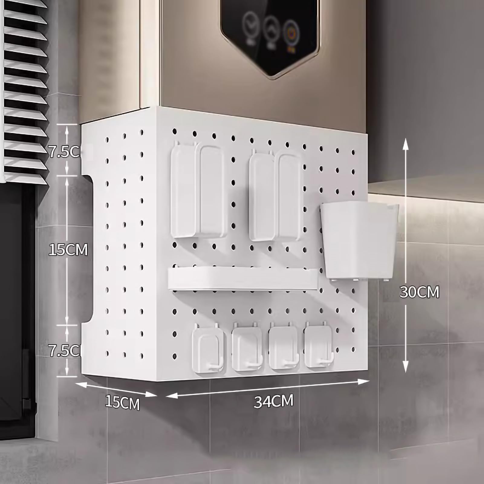 Kit Pannello Forato 55,9x55,9 Cm Con 13 Accessori: Organizer Da Parete Multiuso Per Garage E Cucina