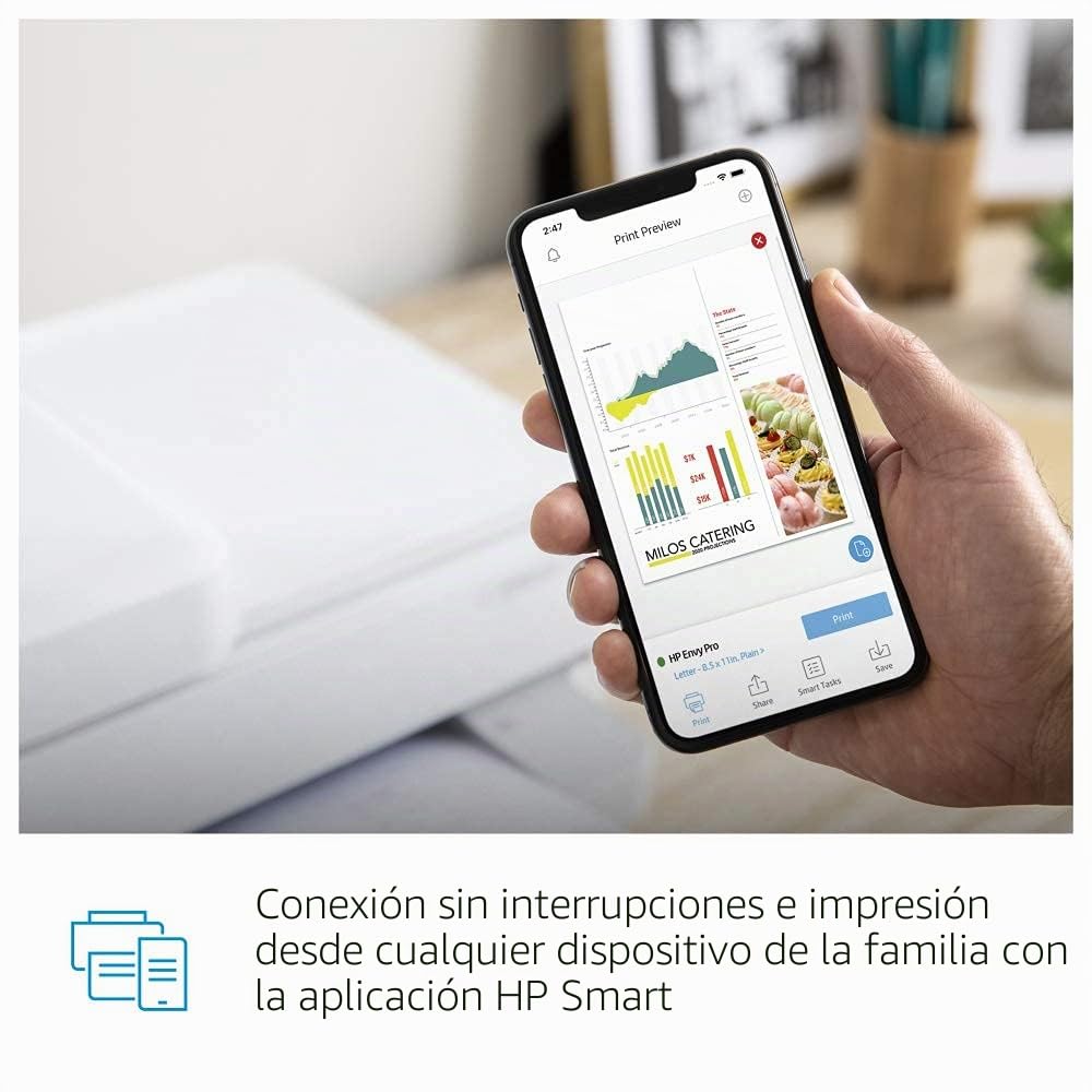 HP ENVY Pro 6420 - Impresora multifunción, All - in - One, Wi - Fi de doble banda con Bluetooth, gris, 432.5 x 361.1 x 174.4