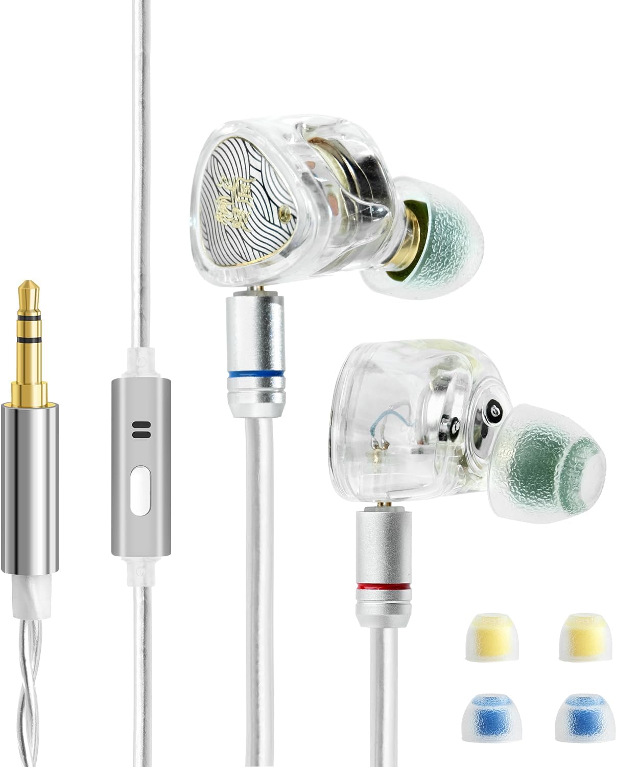 TANGZU Wan'er S.G II in‑Ear Monitor IEM, Wired HiFi Gaming Earphones, 10mm Dynamic Driver with PET Diaphragm, Tangle‑Free 0.78mm 2‑Pin Detachable Cable, White 3.5mm Plug with Microphone