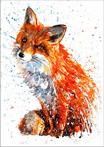 7Dots Art. Wild Animals. Watercolor Art Print, Poster 8"X12" (A4) On Fine Art Thick Watercolor Paper For Living Room, Bedroom, Bathroom, Kid's Room. Wall Art Decor With Animals. (Red Fox) #TOP4