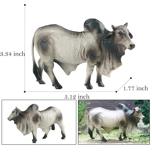 Hiawbon Bull Figure Gray Bull Figurine Realistic Plastic Cattle Model For Christmas Farm Theme Party Favors #TOP1