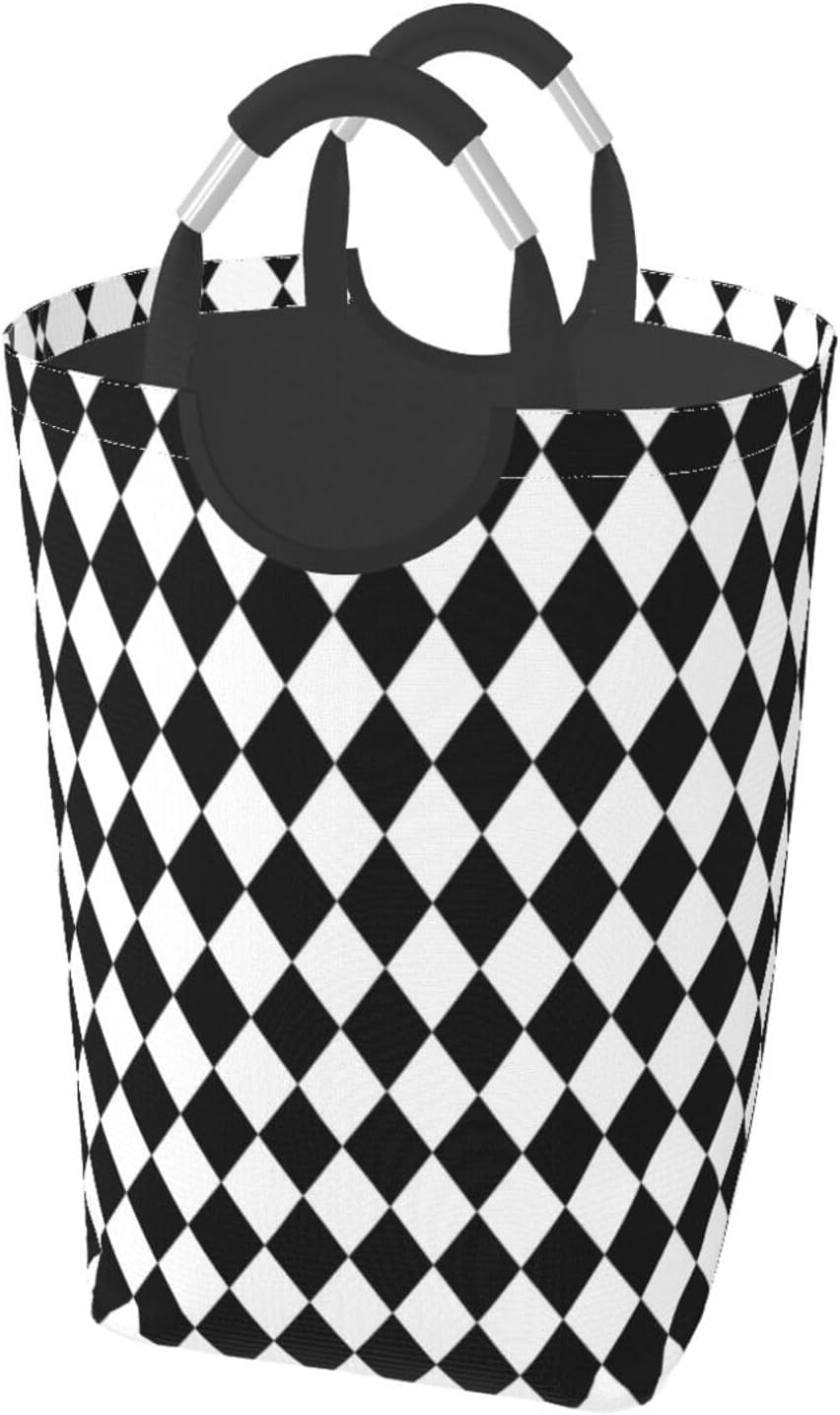 Large Laundry Basket, geometric Black and White Laundry Hamper Bag Collapsible Washing Bin With Handles for College Dorm, Family Essentials Storage