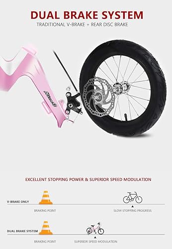 Miniatura 3 de Nice C Bicicleta de rueda de entrenamiento, bicicleta para niños y niñas, montaña BMX con freno de disco dual de 12-14-16-18 pulgadas