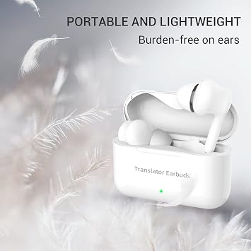 ANFIER M6 Translator Earbuds Language Translator Device Updated Chip 144 Languages and Acccents 0.5s Rapid Translation Music Calling and Translation (No Offline Package)
