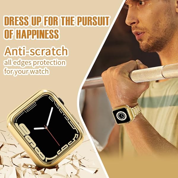 top4cus 40mm Case Soft Flexible Lightweight Anti-Scratch Overall Protective 40mm Iwatch Waterproof Cover Case Shiny Workout Shockproof Bumper Compatible with Apple Watch Series 6/SE/5/4 - Gold - 4