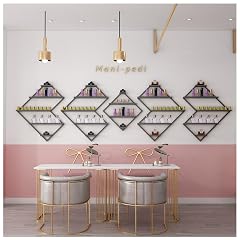 ZBJDX Diamond Nail Polish Wall Hanging Rack Polygonal Display Racks Cosmetics Storage Rack for Salons Beauty Shops Living