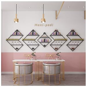 ZBJDX Diamond Nail Polish Wall Hanging Rack Polygonal Display Racks Cosmetics Storage Rack for Salons Beauty Shops Living