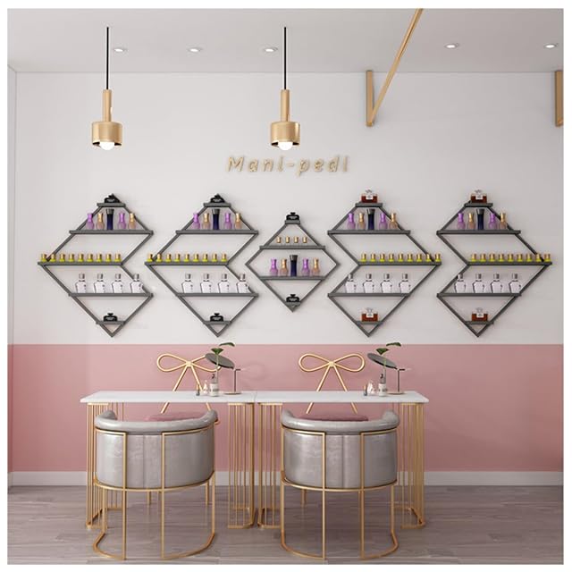 ZBJDX Diamond Nail Polish Wall Hanging Rack Polygonal Display Racks Cosmetics Storage Rack for Salons Beauty Shops Living