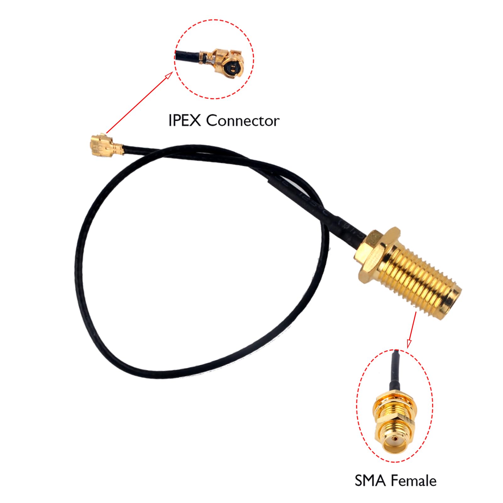 Antenne WiFi 2,4 G Avec Câble De 16 Cm U.FL Vers Femelle SMA Pour