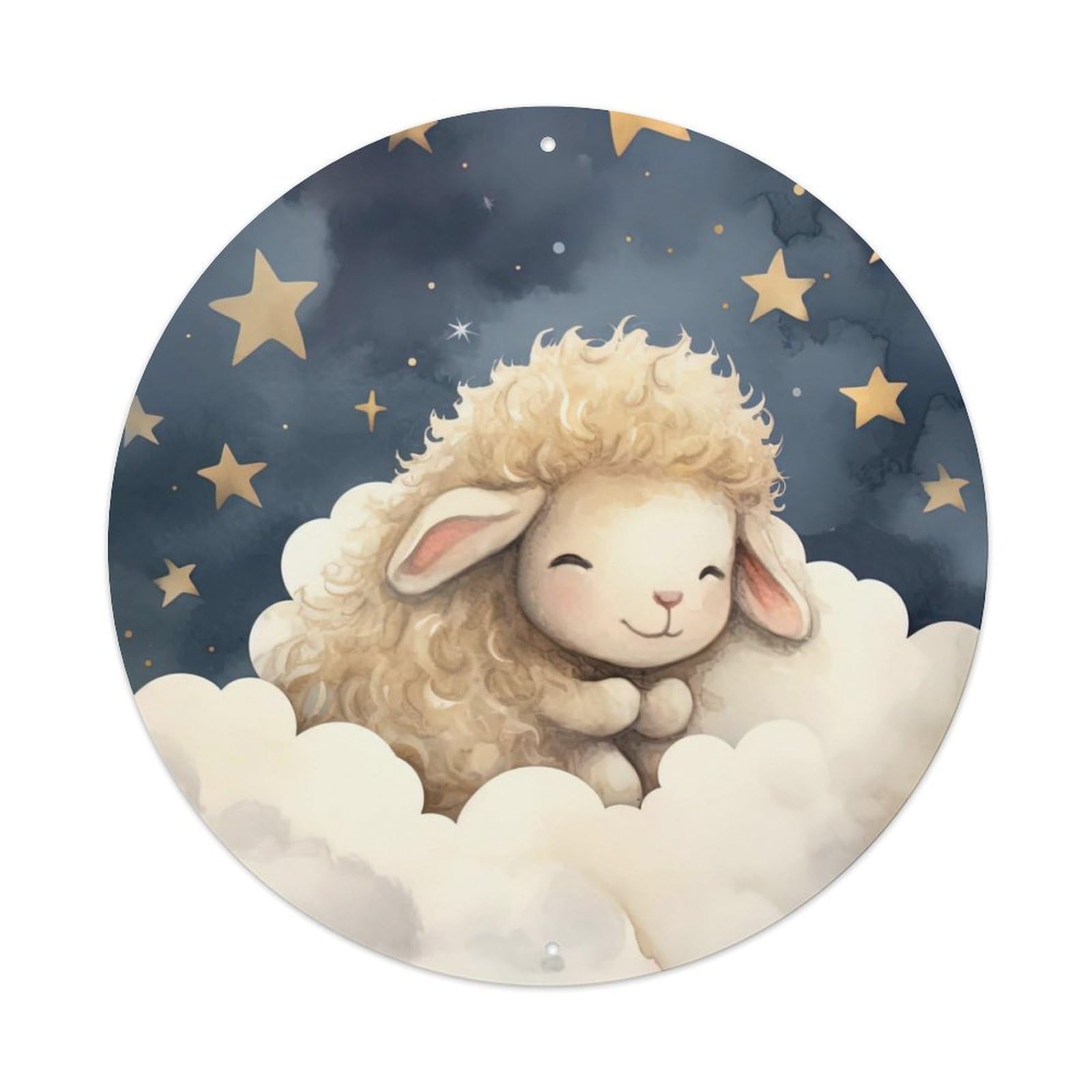 Animal Artwork Sheep on Clouds Vintage Metal Tin Sign Plaque Wall Decor for Cafe, Club Bar, Office, Garden Metal Poster 8x8Inch