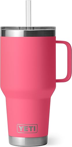 Miniatura 10 de YETI Rambler - Vaso de viaje con asa y tapa con pajilla, de 42 onzas, con aislamiento al vacío con asa, acero inoxidable, color azul ola grande Azul