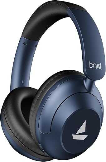 Boat Rockerz 650 Pro, Touch/Swipe Controls, Dolby Audio, 80Hrs Battery, 2Mics ENx, Fast Charge, App Support, Dual Pair, Bl...