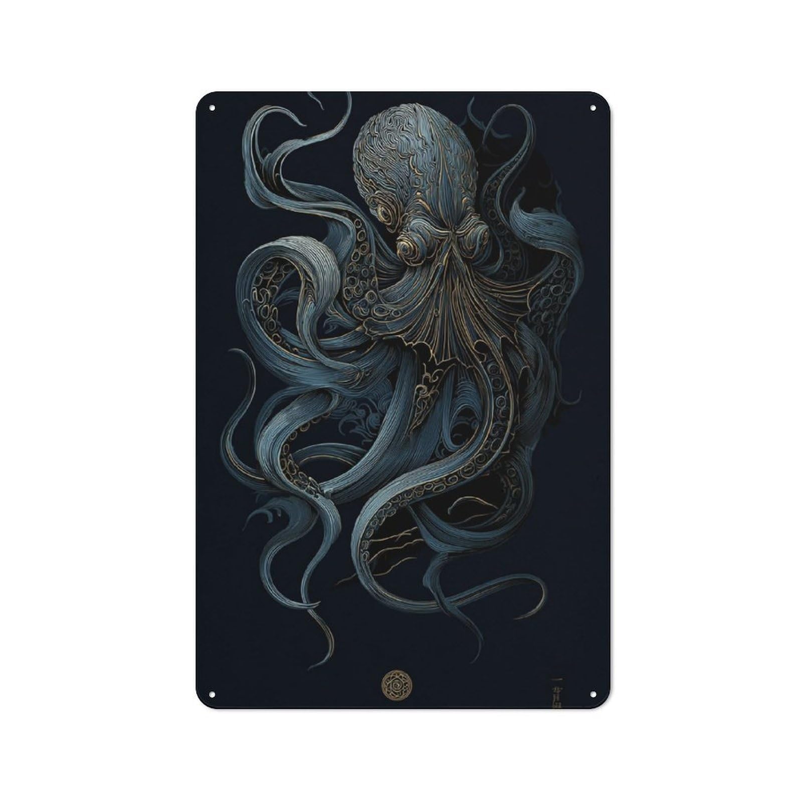 Junmoney Golden Tentacles Vintage Metal Sign 30X20cm For Guest Room Or Hallway, Suited To Guest Room Decorators