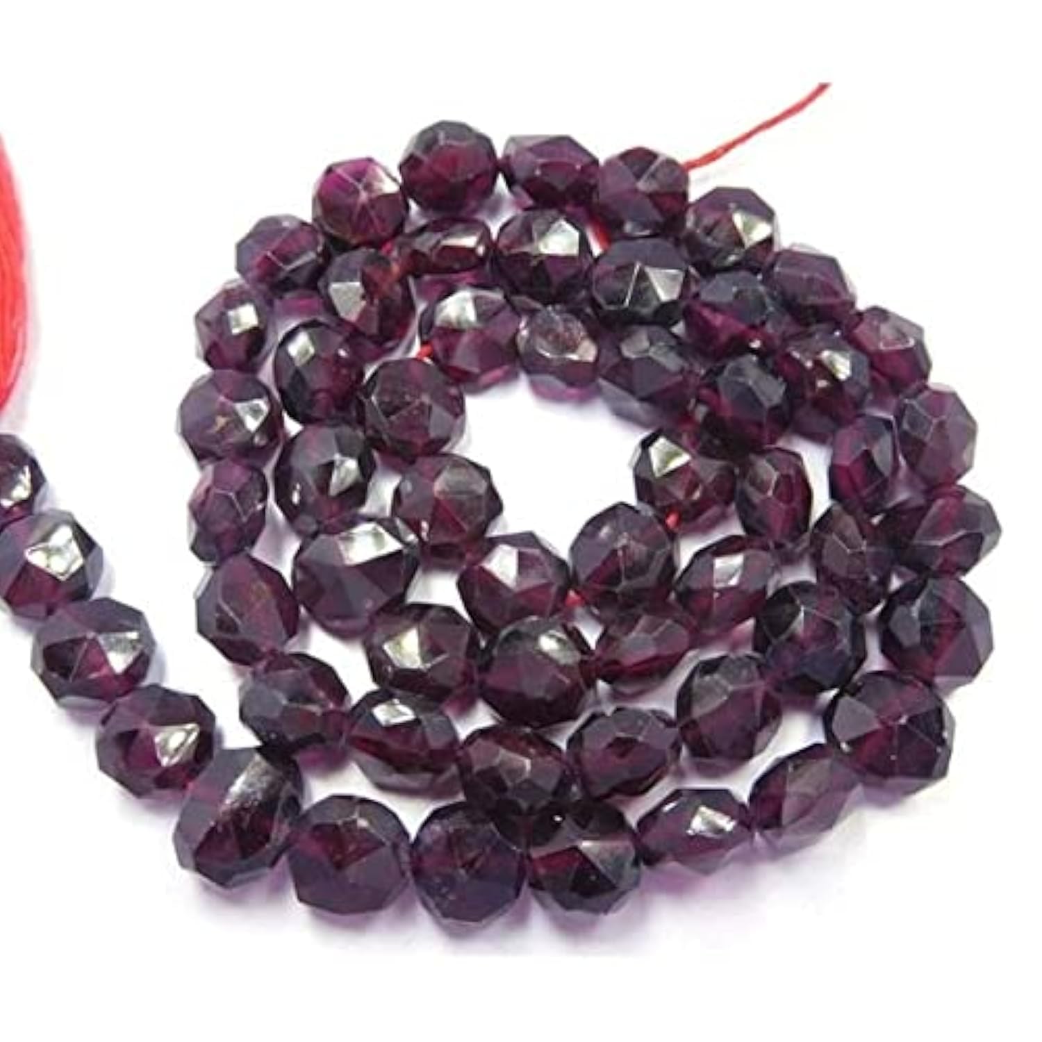 Coin Shape Beads facettées en pierre naturelle rouge de 6-7 mm