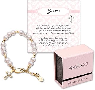 Cherished Moments Girls 14K Gold-Plated Cross Bracelet for Godchild, Baptism or First Communion Gift with Poem in Gift Box