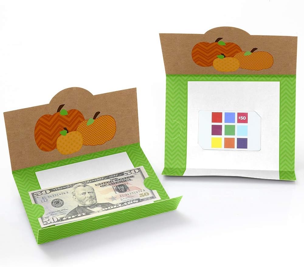 Big Dot of Happiness Pumpkin Patch - Thanksgiving Cards- Halloween Cards - Money and Gift Card Holders - Party Money Card - Fall Cards - Fall Money Card - Thanksgiving Card Holders - Set of 8