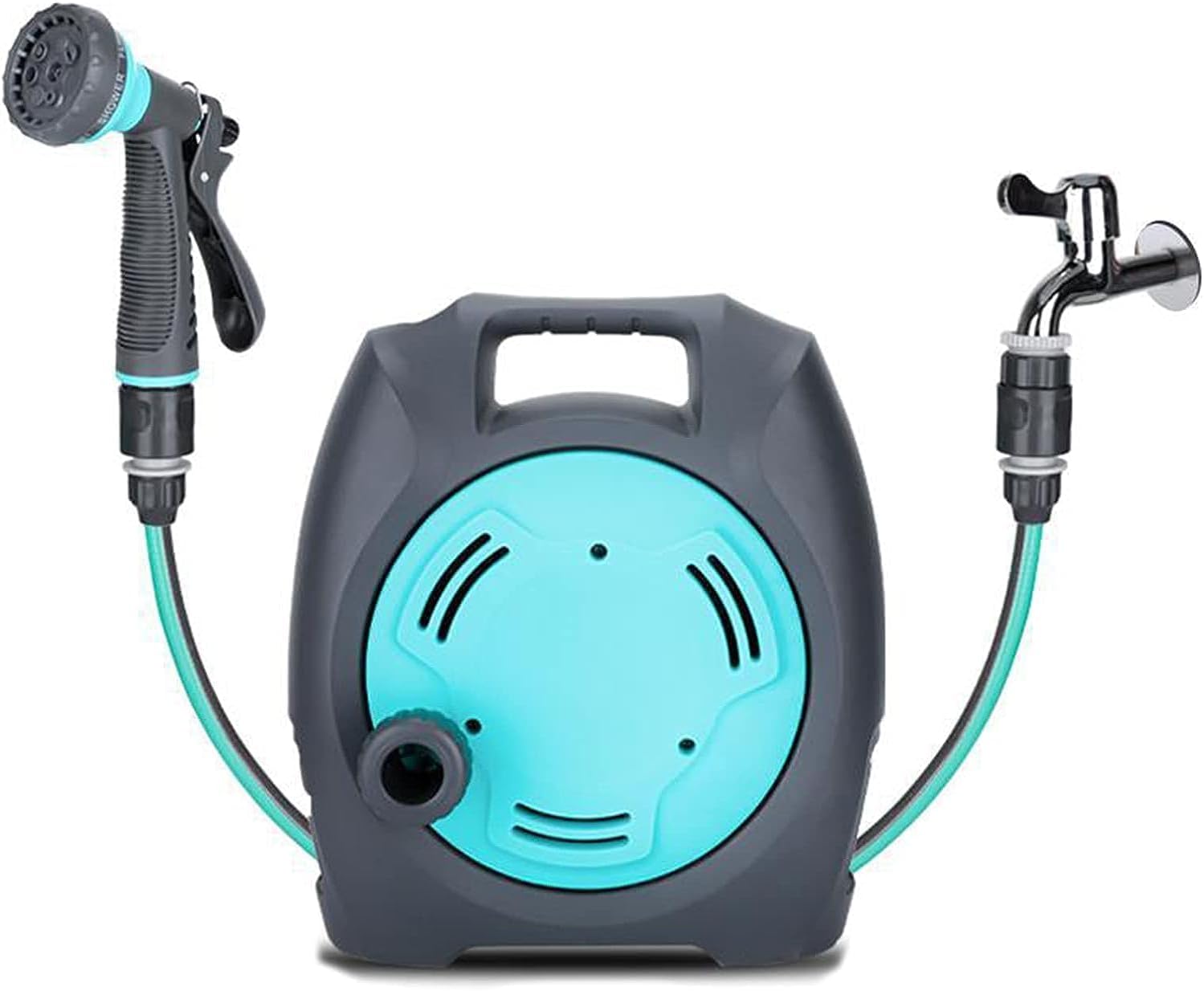 Garden Art Car Wash Portable Pipe Hose Reel Cart with Water Gun with Sprinkler Head, Watering Can, Outdoor Garden Irrigation Tool,Flower Sprayer, Garden Irrigation Tool Sprayer-13M(GASE2002)