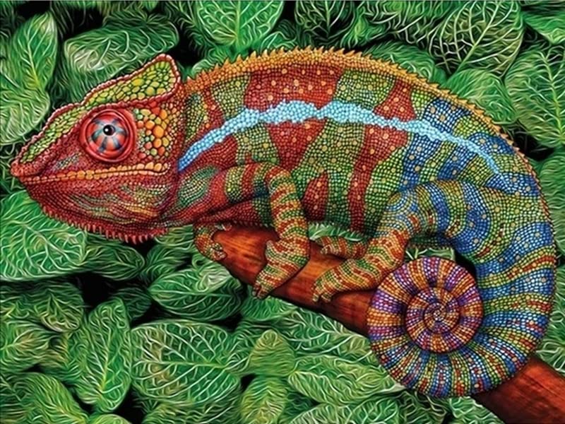 OurtimfunDIY 5D Diamond Painting Kits Colorful Chameleon Full Drill Round Beads Diamond Art Embroidery Cross Stitch Diamond Painting