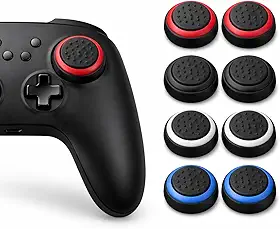 Kit 8 Grip Protetor Analógico Borracha Silicone para Controle Gamer, Compatível com PS3 PS4 PS5 (Azul,Preto,Branco,Vermelho)
