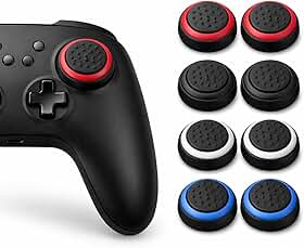 Kit 8 Grip Protetor Analógico Borracha Silicone para Controle Gamer, Compatível com PS3 PS4 PS5 (Azul,Preto,Branco,Vermelho)