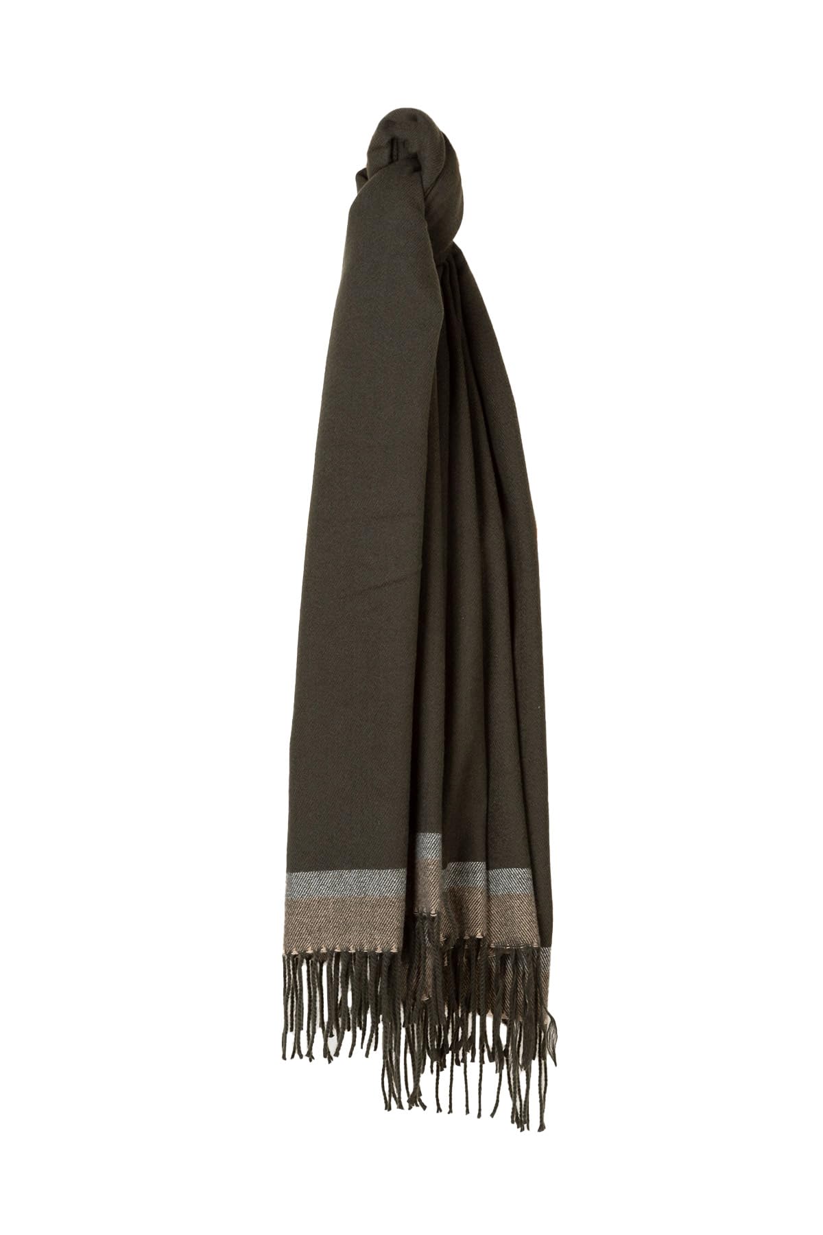 Rydale Ladies Scarf Women's Striped Country Scarves Winter Large Shawl 4 Colours (Olive/Cream/Camel)