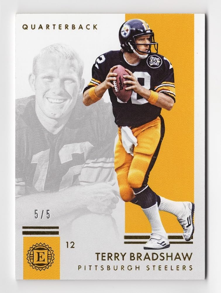 Terry Bradshaw 2016 Panini Encased Football RARE PARALLEL INSERT Steelers Collectible Parallel Insert Trading Card #5/5 (Only 5 Made)