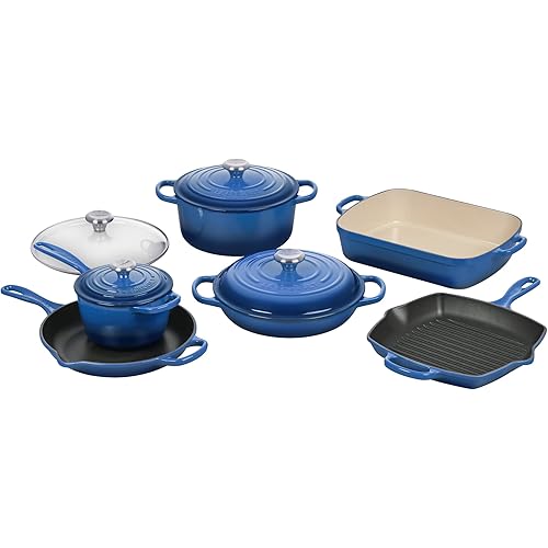 Le Creuset Signature Enameled Cast-Iron Cookware Set, 10-Piece, Marseille