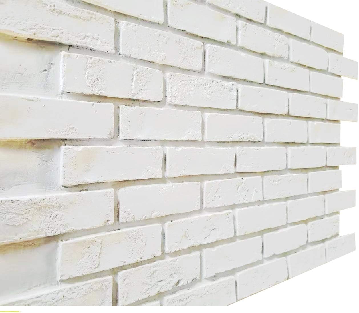 DryInsta Faix Brick Wall Panels, 3D Wall Panels FRP in Rustic Style for Bedroom Dining Hall Restaurant Coffee Bar Decor, Ancient Surface Hard Design (1 Box, Matt White, NL)