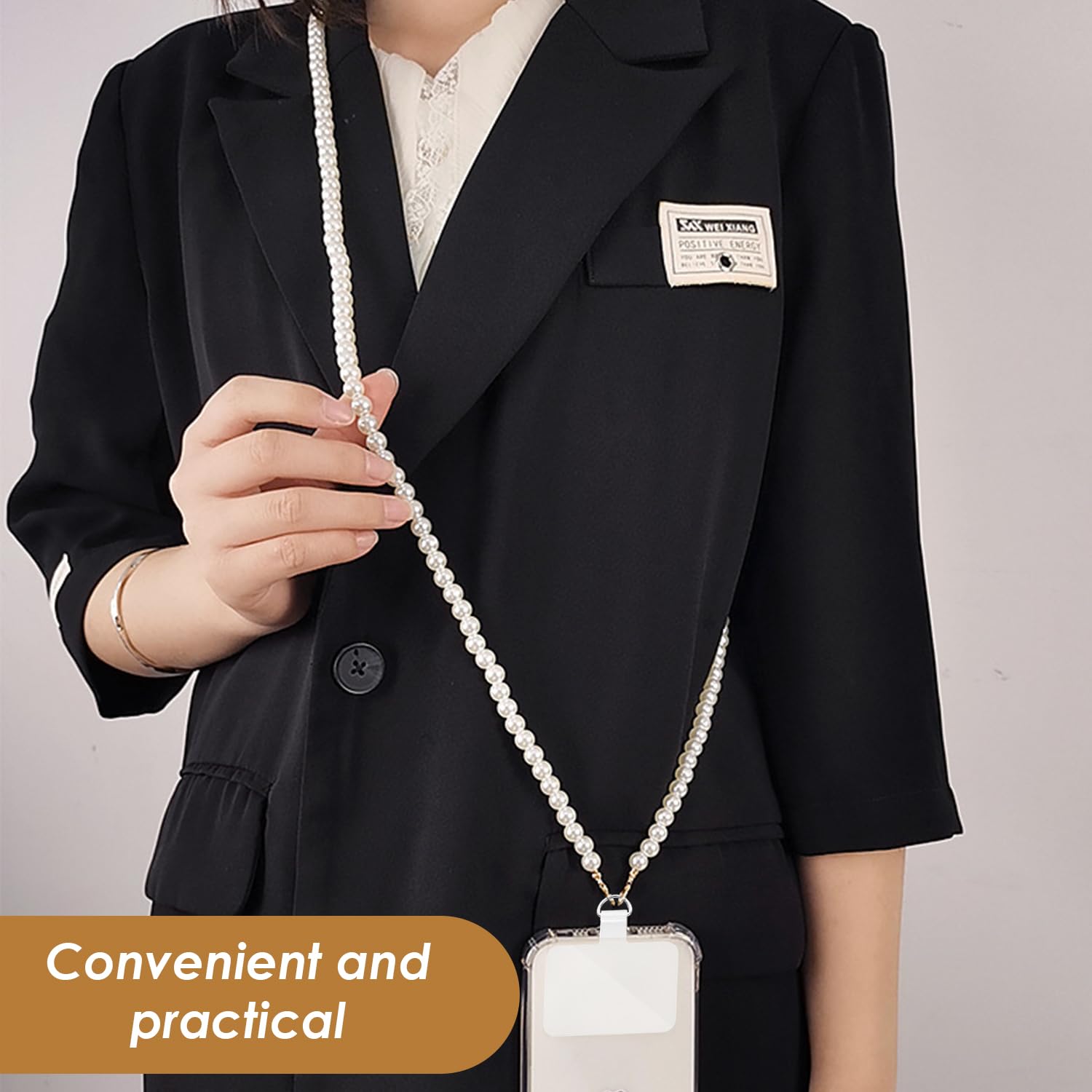 WUFGWBD 2 Mobile Phone Chains, 1 Transparent Spacer, Pearl Mobile Phone Chain, Mobile Phone Chain Strap - Image 4