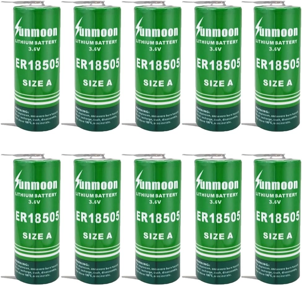 (10-Pack) ER18505 3.6V 4000mAh Size A Non-Rechargeable Lithium Battery ER18505H (Soldering Feet)