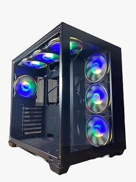 GAMEFORCE السائل 7×120 Mm ATX لاعب حالة الكمبيوتر مع وحدة تحكم Rgb التي تسيطر عليها مع مروحة