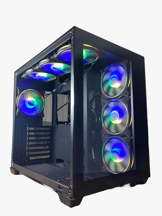 GAMEFORCE السائل 7×120 Mm ATX لاعب حالة الكمبيوتر مع وحدة تحكم Rgb التي تسيطر عليها مع مروحة