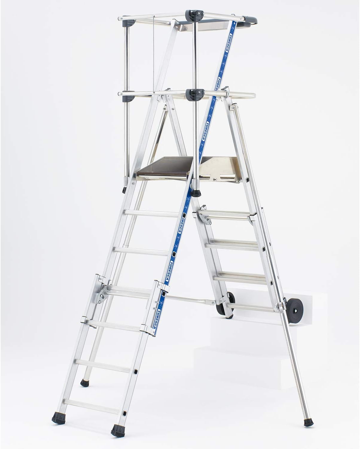 TB Davies 5-7 Tread Sherpascopic Podium Steps, Adjustable Heavy-Duty Steps, EN131-7, 150kg Work Load Capacity