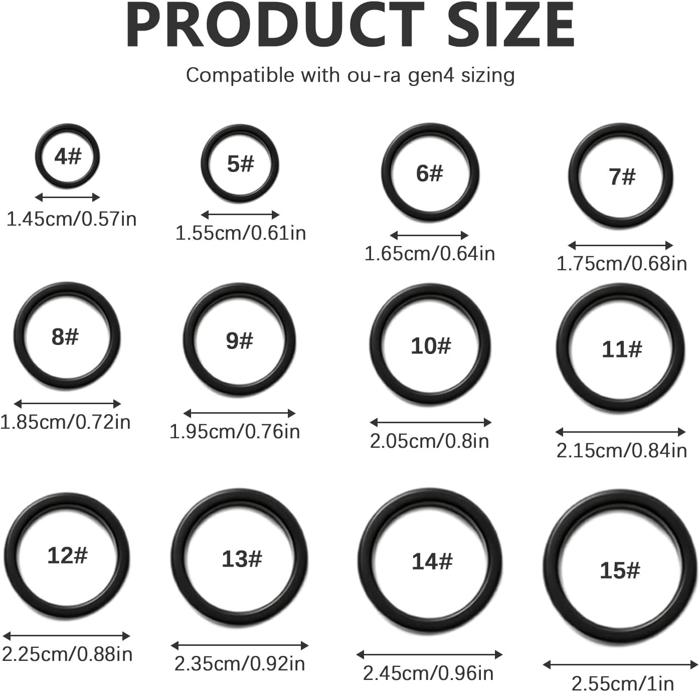 Ring 4 Sizing Kit, Black Professional Finger Measuring Tool Compatible with Oura Ring Gen 4, Comfortable Wear and Convenient Storage, Reusable Ring Sizer Set (Size 4-15)