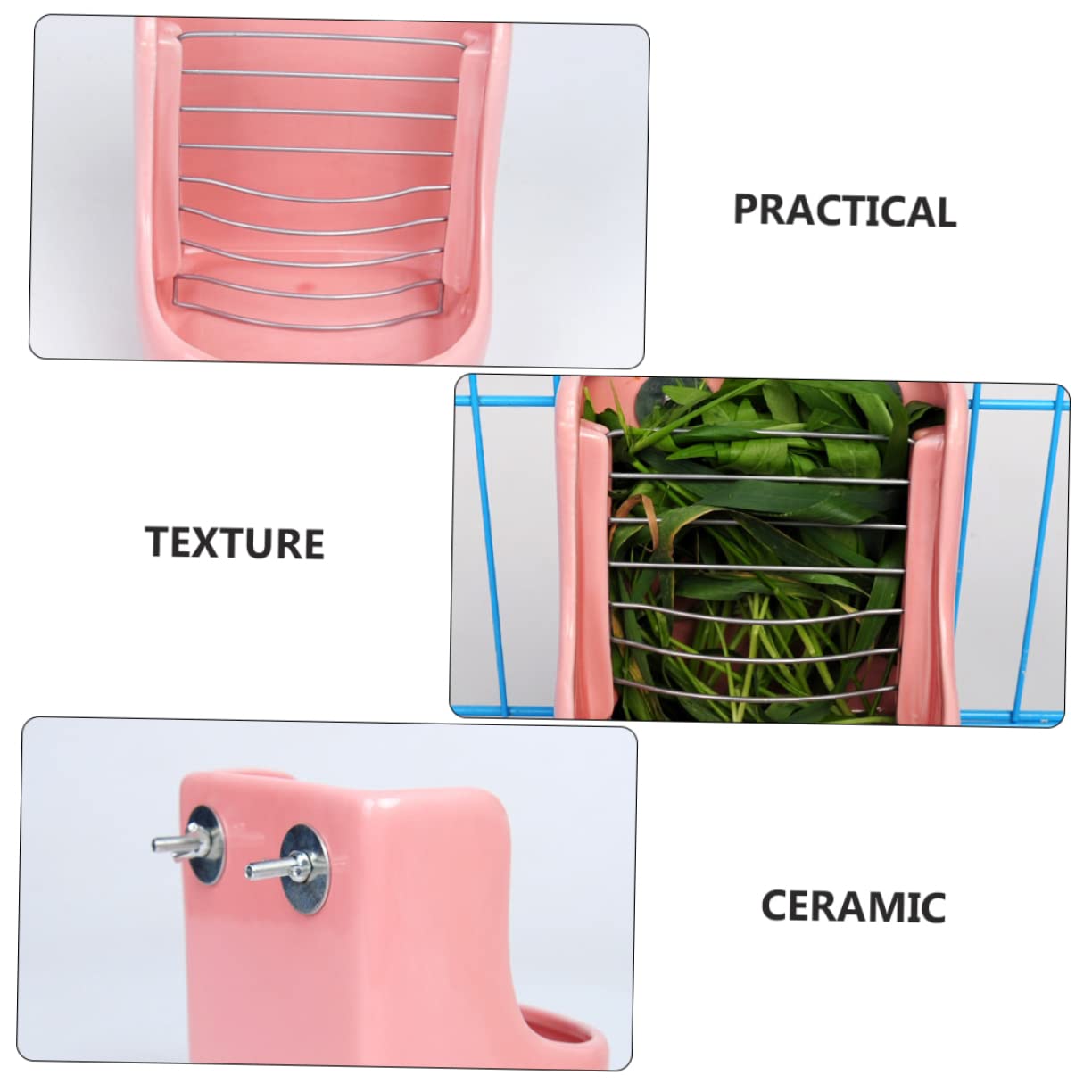 Beaupretty 1pièce Râtelier à Foin Et Bol Alimentaire pour Rongeurs Accessoire Pratique pour Lapins Et Chinchillas Céramique Anti-Renversement Facile à Nettoyer Rose