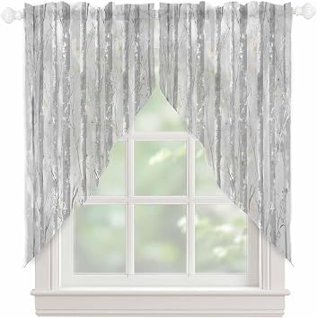 Abstract Painting Tree Swag Curtain Drapes 63 Inches Long 2 Panels Set,Semi-Sheer Curtain Drapes Rod Pocket Valance For Kitchen,Living Room,Bedroom,Cafe Window Modern Minimalist Graffiti Art 72"Wx63"L