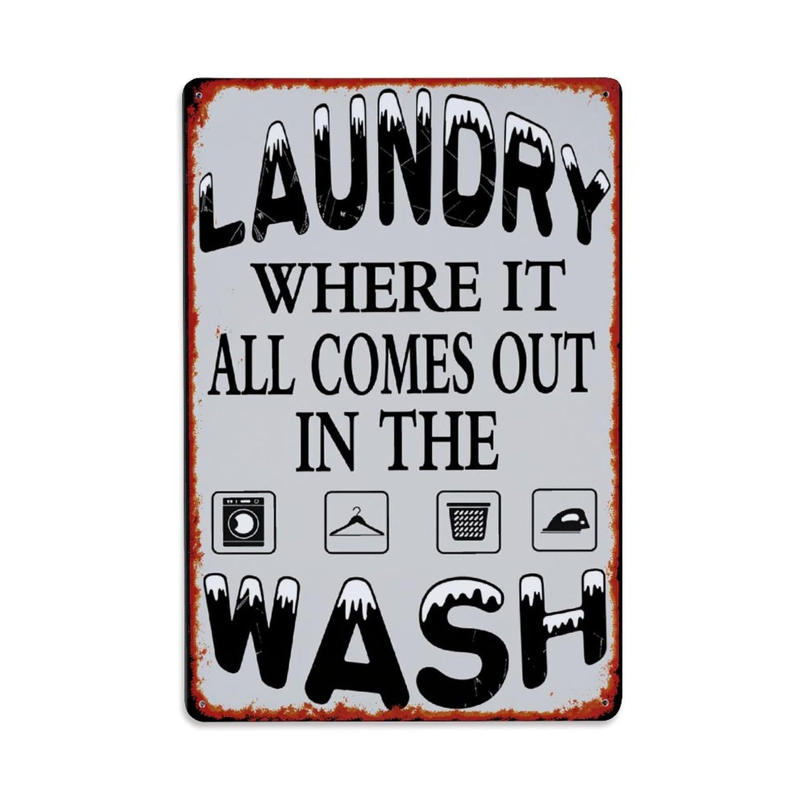 Jdyaojiesheng Vintage Laundry Where It All Comes Out In The Wash Tin Sign Retro Metal Wall Decor Metal Poster, Home Bar Garage Farmhouse Cafe Wall Art Decoration 8X12inches